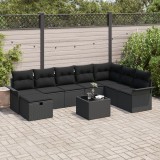 Gossi set canapea gradina de 9 piese cu perne negru poliratan