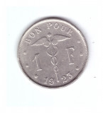 Moneda Belgia 1 franc 1923, stare buna, curata