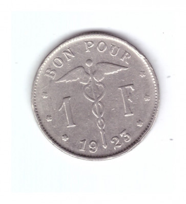 Moneda Belgia 1 franc 1923, stare buna, curata foto
