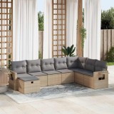 vidaXL Set canapele de grădină, 8 piese, cu perne, bej, poliratan 3325535