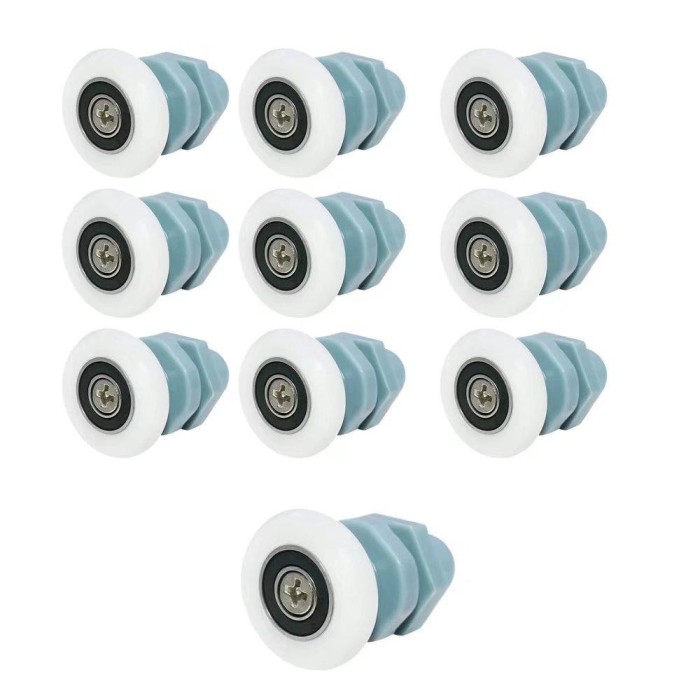 Set 10 role pentru dus, Nylon/Inox, 25 mm, Albastru