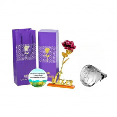 Set complet pentru Ea, Apa de parfum Volare Forever 50 ml, insotit de insigna Dactylion cu mesaj motivational, cadou un trandafir rosu suflat la baza