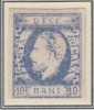 ROMANIA 1872 LP 31c REGELE CAROL I CU BARBA 10 BANI ULTRAMARIN IMPRESIUNE DEFECTUOASA T1 POINCON GUMA ORIGINALA SARNIERA, Nestampilat