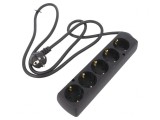 Prelungitor alimentare 5 prize Schuko negru 3x1,5mm2
