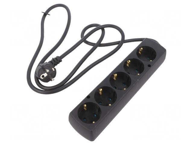 Prelungitor alimentare 5 prize Schuko negru 3x1,5mm2