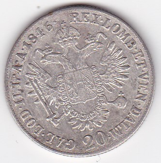 AUSTRIA 20 KREUZER 1846 E ALBA IULIA