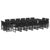 Set mobilier de gradina cu perne, 17 piese, negru, poliratan