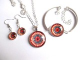 Set bijuterii sticla cu mandala 32804, Set bijuterii handmade