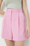 Abercrombie &amp; Fitch pantaloni scurti femei, culoarea roz, neted, high waist