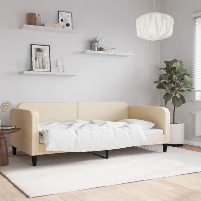 vidaXL Cadru de pat, crem, 100 x 200 cm, material textil foto