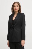 United Colors of Benetton sacou din l&acirc;nă culoarea negru, un singur rand de nasturi, uni, 27UPDW02L