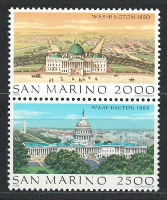 San Marino 1989 Mi 1430/31 pair - Orasele lumii (XIII): Washington foto