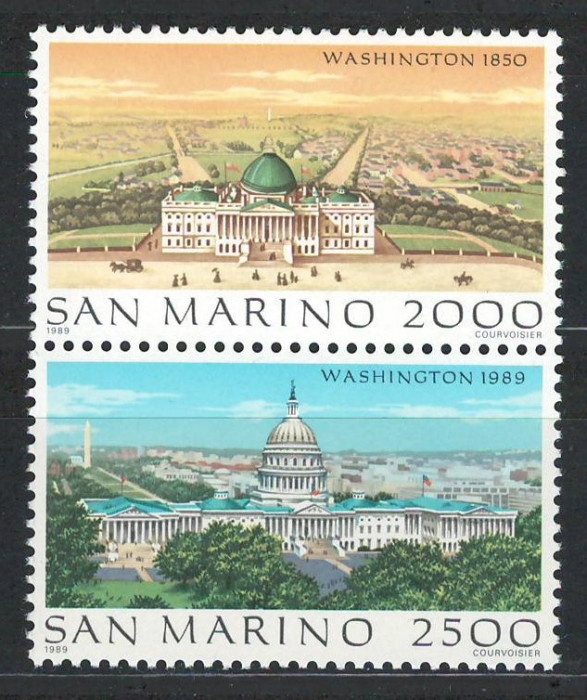 San Marino 1989 Mi 1430/31 pair - Orasele lumii (XIII): Washington
