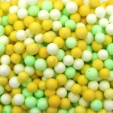 Bile polistiren pentu activitati crafts, alb-galben-verde,6-8mm,10 grame