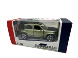 Macheta metal Land Rover Defender verde 1:28 sunet, lumini