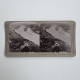 Fotografie de colectie stereoscopica, Peisaj cu Castelul Drachenfels pe Rin, Germania, Europa, ca. 1905-1910
