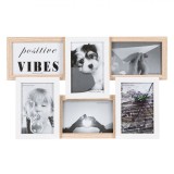 Rama foto decorativa, Callena, cu 6 pozitii, lemn, tip colaj, alb, 45 x 29cm