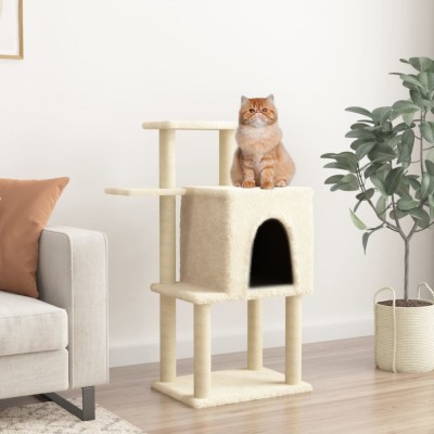 vidaXL Ansamblu de pisici cu st&amp;acirc;lpi din funie de sisal, crem, 97 cm foto