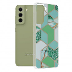 Husa pentru Samsung Galaxy S21 FE 5G - Techsuit Marble Series - Green Hex foto