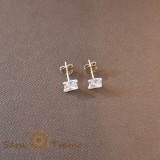 Cercei Unisex Argint 925 cu Cristal Zirconia Alb Patrat, 5 mm