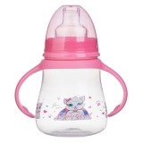 Cană cu cioc pentru copii, roz, cu imprimeu pisici &ndash; Honey Baby