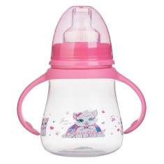 Cană cu cioc pentru copii, roz, cu imprimeu pisici &ndash; Honey Baby