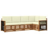 vidaXL Set canapea sectională cu pernă 4 pcs Natural și Crem 3384351