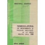 Nomenclatorul de medicamente si produse biologice de uz uman pentru anul 1989