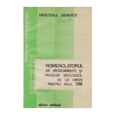 Nomenclatorul de medicamente si produse biologice de uz uman pentru anul 1989