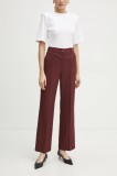 La Mania pantaloni DEVIN femei, culoarea rosu, drept, high waist, DEVIN