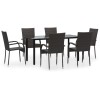 Set mobilier de gradina, 7 piese, maro, poliratan