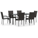 Set mobilier de gradina, 7 piese, maro, poliratan