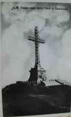 Carte postala, Crucea de pe varful Omul si Caraimanul, 1942