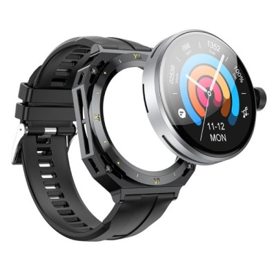 Ceas Inteligent 1.32 inch, Bluetooth 5.0, IP68, 200mAh + 2 Curele - Hoco Smart Sports (Y14) - Black foto