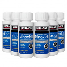 Solutie Kirkland Minoxidil 5%, tratament impotriva caderii parului, 6 luni, barba, scalp, alopecie