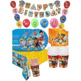 Set 81 piese vesela petrecere Patrula Catelusilor pentru 10 copii, decorarea mesei completa + 60 baloane, Albastru