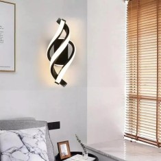 Aplica LED Ray 20W Ondulata Lumina Rece Calda Neutra Metal si SIlicon Negru