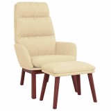 Cumpara ieftin Scaun de relaxare cu taburet, crem, textil