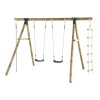 Complex de leagane cu cataratoare Gibbon, pentru 4 copii, din lemn tratat, PLUM