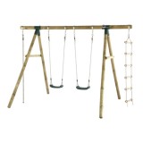 Complex de leagane cu cataratoare Gibbon, pentru 4 copii, din lemn tratat, PLUM