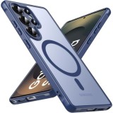 Husa Matte MagSafe pentru Samsung Galaxy S24 Ultra, protectie completa, contur albastru