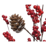 Cumpara ieftin Ornament - Spray Foam Berries, Pinecones - Red | Kaemingk