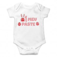 Body personalizat bebe fetita &quot;PRIMUL MEU PASTE&quot;, Alb, Bumbac