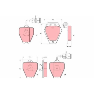 Set placute frana fata TRW, Audi A6 (C4), 06.94-10.97, A6 Avant (C4), 06.94-12.1997, A8, 1994-2005, Fata; puntea fata; Sistem de franare : hidraulic foto