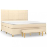 Cumpara ieftin Pat continental cu saltea, crem, 180x200 cm, textil