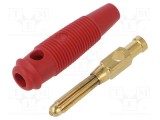 Conector banană 4mm mufă 30A 60V roșie Hirschmann T&amp;M