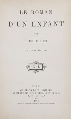 LE ROMAN D &amp;#039; UN ENFANT par PIERRE LOTI , 1890 foto