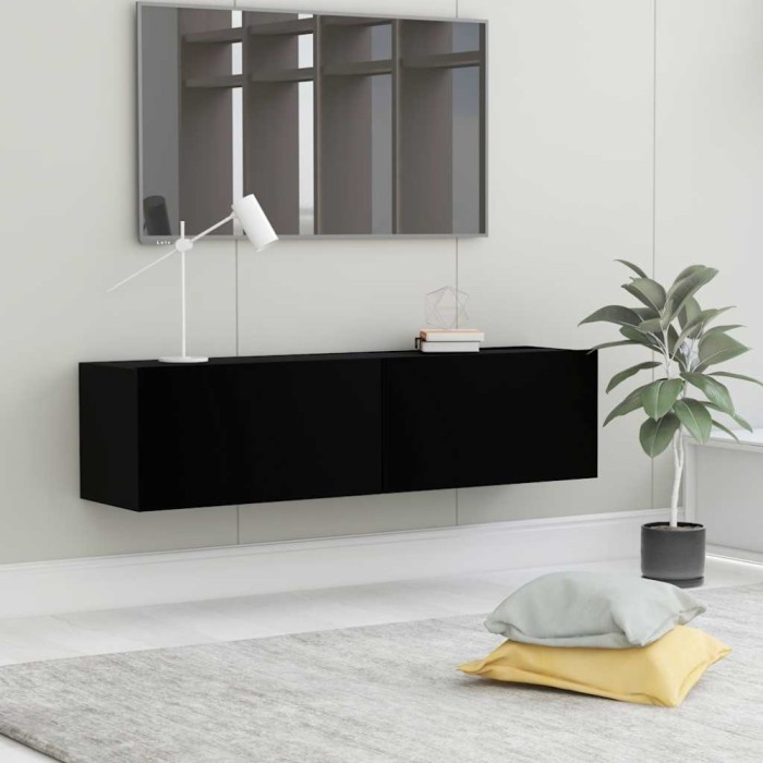 vidaXL Comodă TV, negru, 120 x 30 x 30 cm, lemn prelucrat