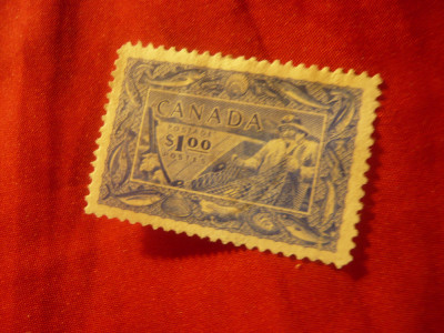 Timbru Canada 1951 Resurse Peste , val.1$ albastru fara guma foto