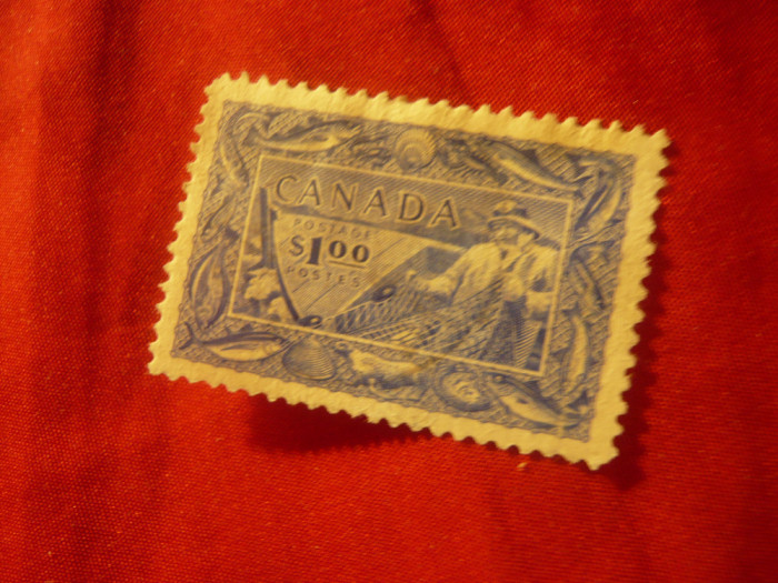 Timbru Canada 1951 Resurse Peste , val.1$ albastru fara guma